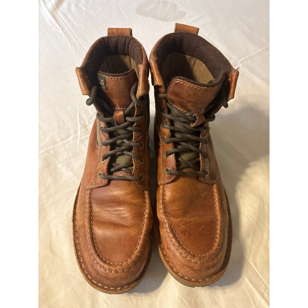 Clarks Boots Mens 8.5 Brown Leather Canvas Moc Toe Lace Up 26120673